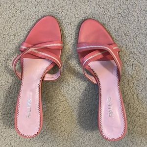 Rallys pink all-leather slide shoes, size 9, like new.